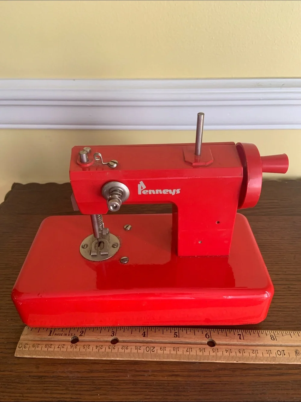 Vintage Penneys Red Kids Toy Sewing Machine